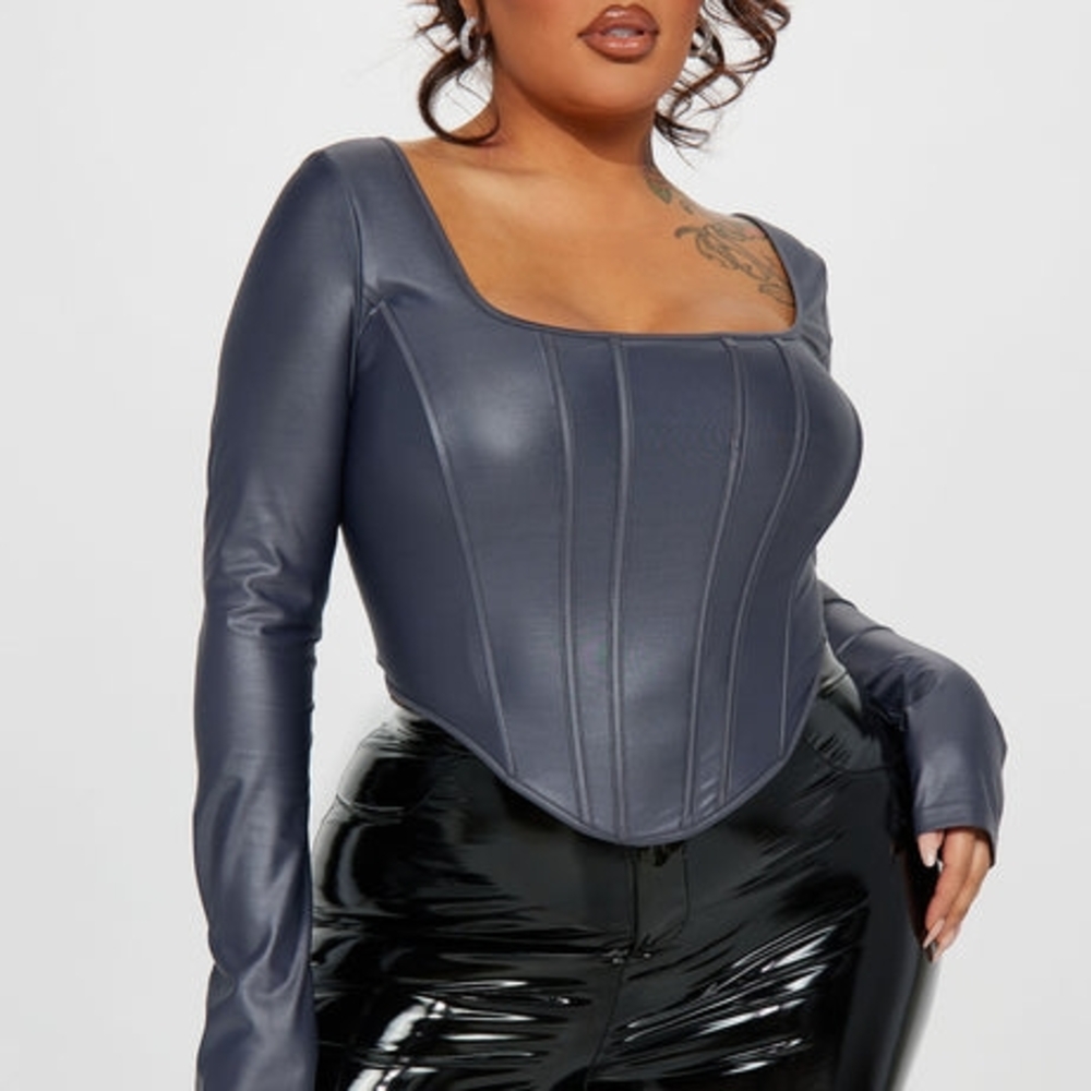 Fashion Nova Curve Phoebe Faux Leather Corset Top 1X